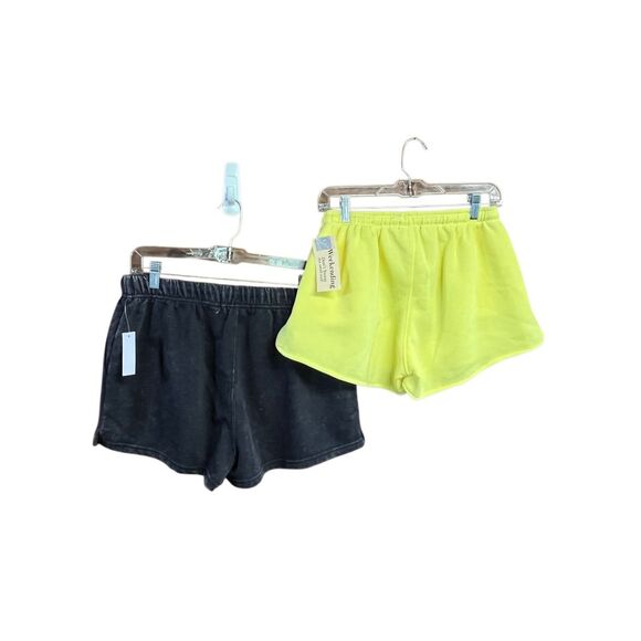 Womans (2) Sweat shorts Gray/Yellow Sz XL NWT - Picture 2 of 7
